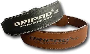 GRIPAD Weight Lifting Belt - Heavy Duty Pro Leather Belt with Adjustable Buckle - Stabilizing Lower Back Support 4 Inches Wide for Weightlifting, Bodybuilding, Cross Training