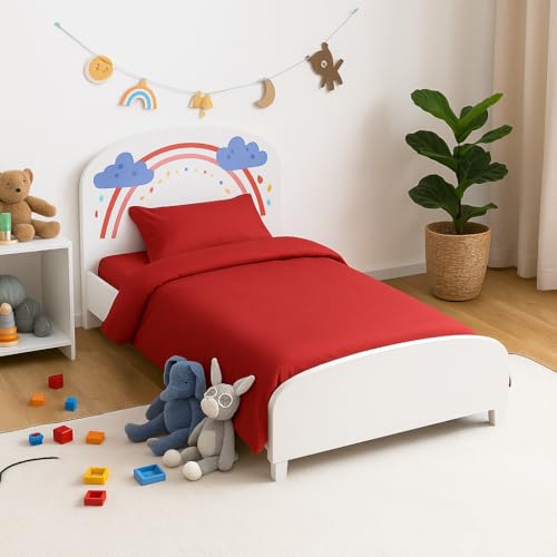 Juego de ropa de cama de bebé de 20 colores + funda de edredón 2 piezas para cuna de bebé de 120 cm x 90 cm (rojo)