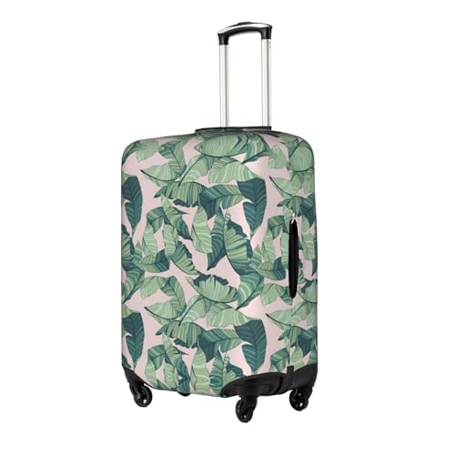 Green Palm Tree Leaves Pink Print Luggage Cover For Suitcases, Elastic Travel Bag For Luggage, Stylish Design2