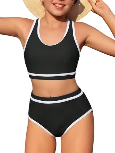 Maillot de bain taille haute fille bicolore et confortable SweatyRocks