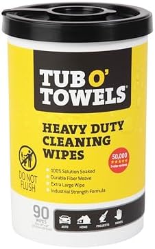 Tub O' Towel TW90 高耐久 10インチ x 12インチ サイズ マルチサーフェスクリーニングワイプ (10インチ x 12インチ) キャニスター1枚入り 合計90枚