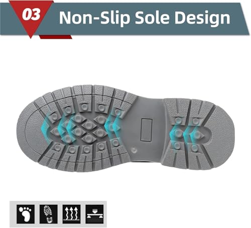 Image of ANGRYRAM Steel Toe Boots for Men Women Comfortable Waterproof Construction Work Boots for Men Women Slip Resistant Lightweight Safety Shoes Botas de Trabajo Seguridad para Hombre
