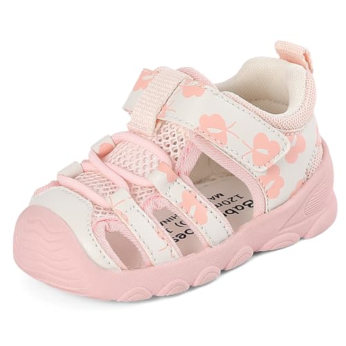 Image of Cheerful Mario Breathable Baby Boys Girls First Walking Shoes Toddler Barefoot Sandals Wide Toe Box Antislip Flexible Sole Pink-B 4 UK Child