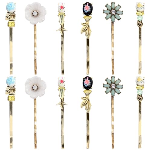 Umibow 12 horquillas de pelo vintage decorativas retro para mujeres y señoras, elegantes horquillas de metal, accesorios para el cabello (estilo retro)