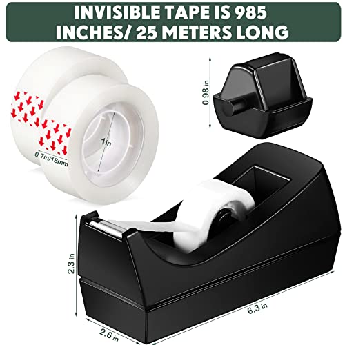Yahenda 6 Pack Desktop Tape Dispenser Non Skid Base with Transparent Invisible Tape and Replacement Cores for Wrapping Home School Office Supplies