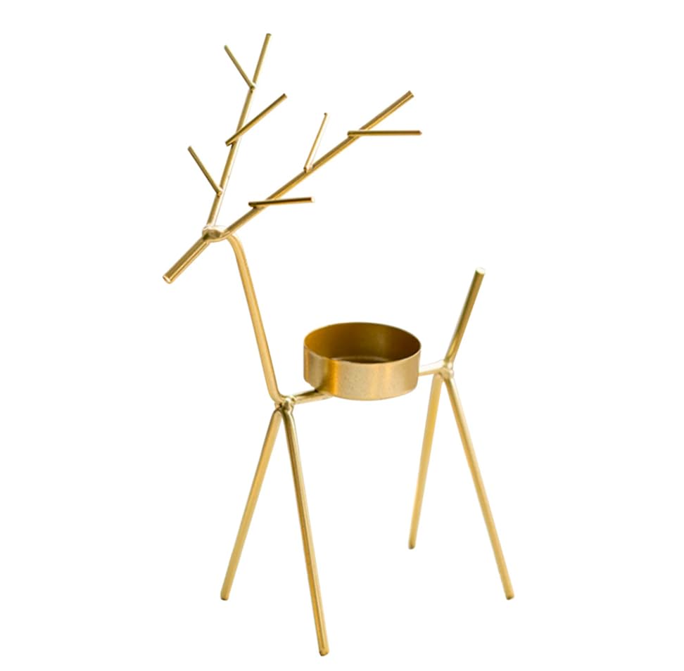 Metal Tealight Candle Holder Set - Elegant Home Decor Accessories for Home and Office, Comes with Complimentary Tea Lights (Reindeer)