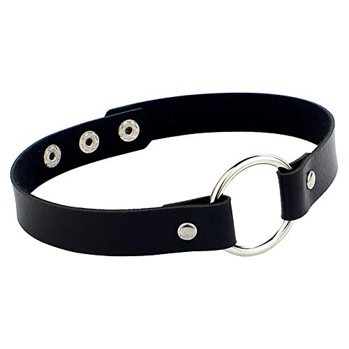Asien Cuir Choker Sexy Punk Collier Ras du Cou O-Ring Goth Style Punk Collier Ras du Cou pour Femmes Noir Accessoire
