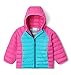 Columbia Youth Girls Powder Lite Hooded Jacket, Geyser/Pink Ice, Large