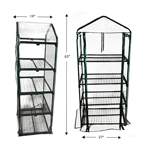 Backyard Expressions Patio · Home · Garden 911217-Nm 4-Tier Mini Greenhouse Growing Rack, 27" D X 19" W X 63" H Portable Carry/Storage Bag, Dark Green #TOP1