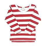 【子供服TiTi】8色 スリット入りボーダー 長袖Tシャツ ロンT キッズ 韓国子供服 ウォーリー ハロウィン 仮装 (140cm, ワイドレッド)