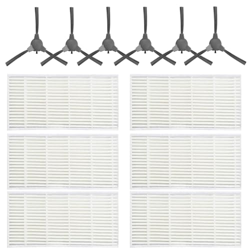 Replacement Parts for ROPVACNIC Vaccum Cleaner Accessory kits with 6 filters, 6 Spare Side Brushes.