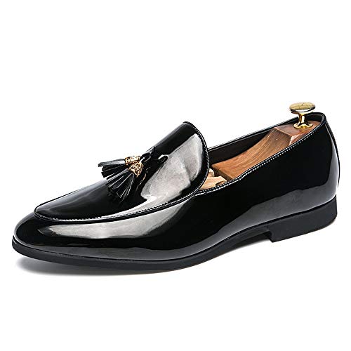 Men's Loafer Casual British Fashion Tassel Cover Foot Patent Leather Cover Foot Patent Leather Formal Shoes
