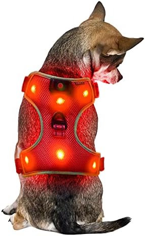 Ultra Green Dog Harness Medium Size USB Rechargeable LED Dog Harnesses Light Up Harness Anti Pull Safety Harness Light Up Dog Harness Bright Flashing Dog Harness Hi Vis Dog Vest Illuminated Dog Jacket