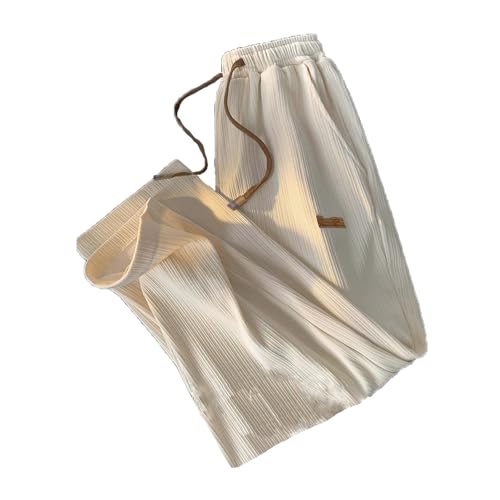 Generisch Cool Ice Silk Sweatpants Super Stretch Pants Casual Joggers para Hombre y Mujer Pantalones de Embarazo Mujer, beige, 3XL