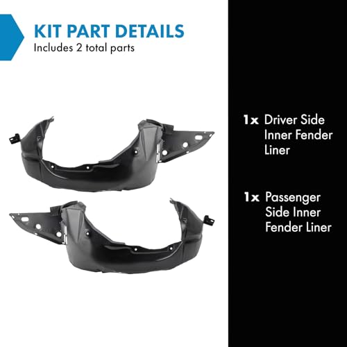 Image of TRQ Inner Fender Liner Set Compatible with 2007-2011 Nissan Altima NI1248120 NI1251135