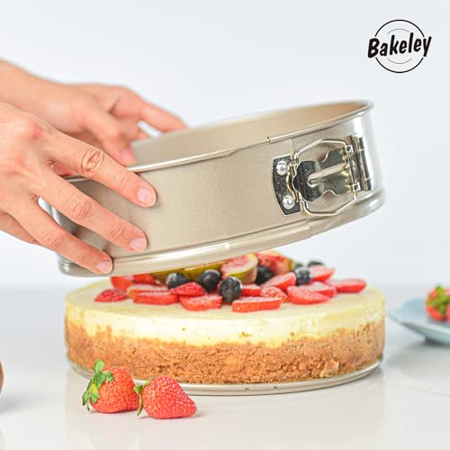 Bakeley 9 Inch Springform Cake Pans, Non-Stick, Spring Form Pans 9 inch with Removable Bottom, Spring Form Pan, Carbon Steel, Cheesecake Pan (Champagne Gold) by Bakeley - Used condition - Image 9