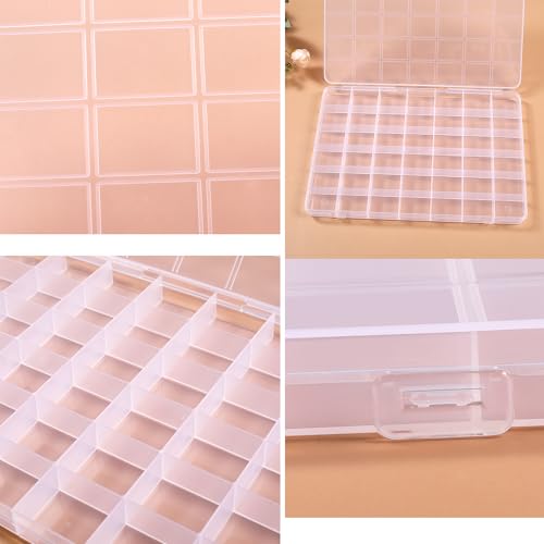 Image of 42 Grids Plastic Bead Organizer Beads Storage Containers Bead Holder Organizer Clear Storage Dividers Box for Jewelry Arts and Crafts (Pack of 3)