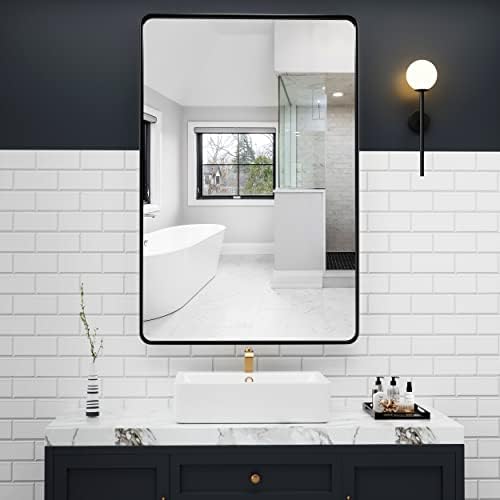 BokiHuk Black Mirror for Bathroom, 30"x 20" Farmhouse Bathroom Vanity Mirror, Aluminum Framed Wall Mounted Mirror for Bathroom, Entryway, Bathroom, Bedroom, Living Room, IP54 Waterproof