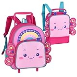 Kit Escolar Infantil, Mochila com Rodinha 13' e Lancheira Térmica 9', Desenho de Borboleta e Abelha, para Meninas, Clio Pets (Borboleta)