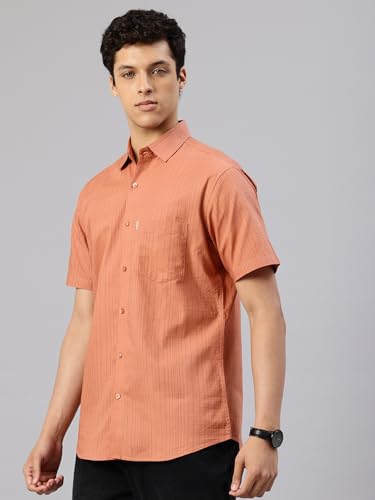 Image of Majestic Man Men's Pure Cotton Dobby Weave Checks Slim Fit Half Sleeve Casual Shirt
