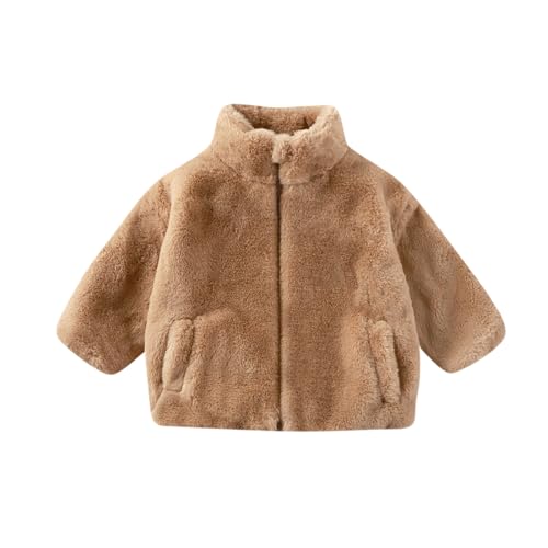 High Neck Coat for Boys Girls Full Zip Fluffy Plush Fleece Thick Jacket with Pockets Winter Warm Casual Comfy Outwear