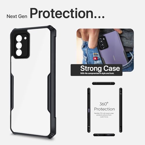 Image of Pikkme Nokia G42 5G Back Cover | Crystal Clear Transparent Back | Ultra Hybrid | Full Camera Protection | Raised Edge | Bumper Back Case (Black)