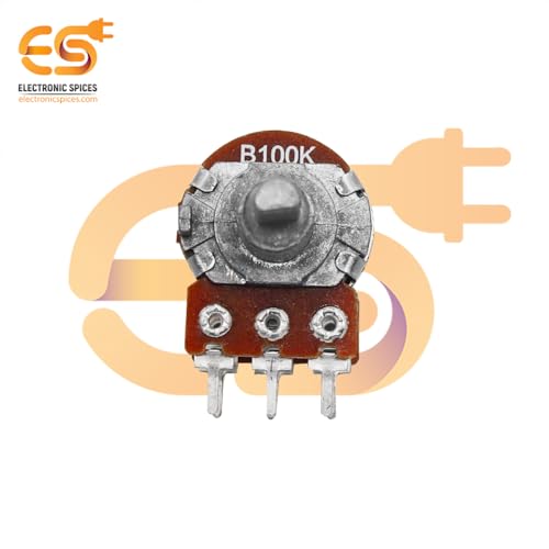 Image of Electronic Spices 100k 6 Pin D Shaft Dual Gang Rotary Potentiometer (A100, B100) Volume Pot 100K with Knob for Multiple Applications (Pack of 4)