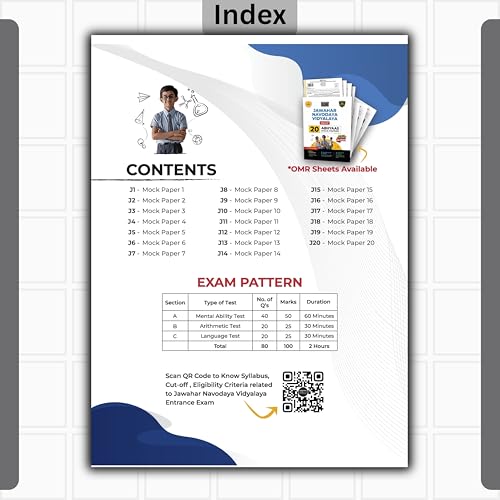 Image of Examcart Jawahar Navodaya Vidyalaya (JNV) Class 6 Entrance Exam 2027 | 20 Abhyaas Mock Test Papers with OMR Sheets | Syllabus & Exam Pattern Practice Sets (English Medium)