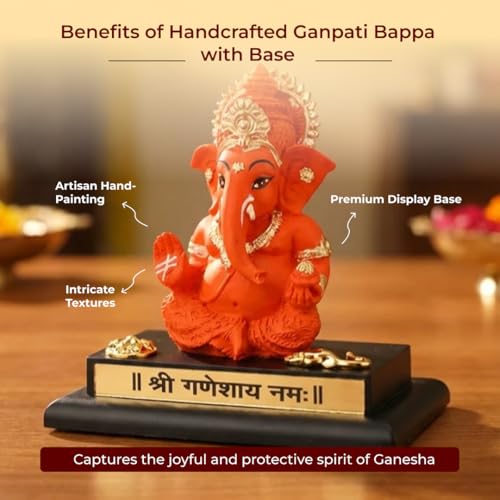 Image of Divine Hindu Ganpati Resin Idol for Car Dashboard & Home Decor | Lord Ganesha Murti Showpiece | Ganesh Chaturthi Diwali Housewarming Gift | Pooja Mandir Spiritual Decor | 7cm Government Lab-Cert