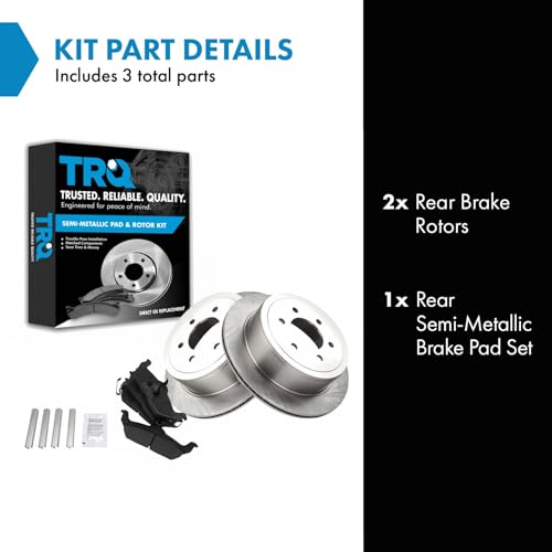 Image of TRQ Rear Brake Pad and Rotor Set Semi Metallic Solid Rotors | For 2004-2011 Ford F-150 2006-2008 Lincoln Mark LT