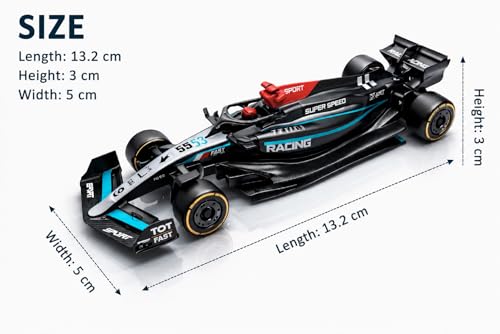 Image of Mercedes-AMG F1 W15 Pull Back Race Car Toy, 1:36 Scale Die-Cast Metal Formula Racing Car Model, Pull Back Action Toy Car for Kids Boys Girls 3+ & Racing Enthusiasts (Black with Blue)