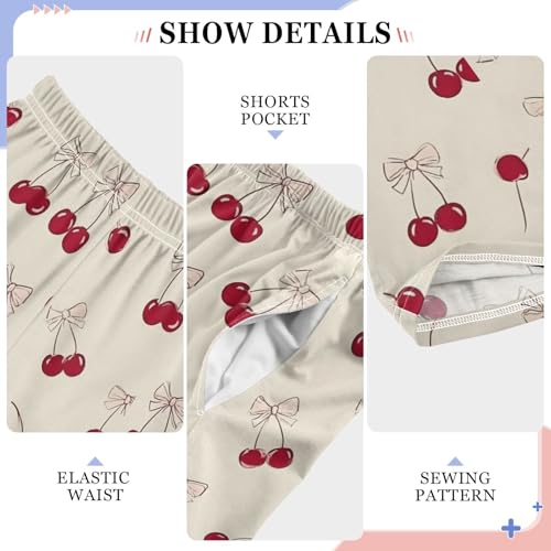 Red Bows Cherry Cherries Pink Pajama Pants Long Sleep Pant Soft PJ Bottoms Sleepwear4