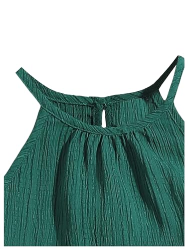 Image of SweatyRocks Girl's 2 Piece Outfits Ruffle Halter Sleeveless Top and Elastic High Waisted Pants Set