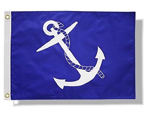 12x18 Nautical Ensign Blue Anchor Port Captain Boat Double Sided Nylon Flag House Banner Double Stitched Fade Resistant Premium Quality