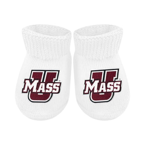 Baby Bootie Sock - UMass Minutemen - White - Newborn - 6 Mos