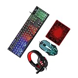 Kisangel バックライト有線キーボードマウスヘッドマウスパッド点 ゲーミング向け快適操作 ゲーム愛好家へのプレゼントに