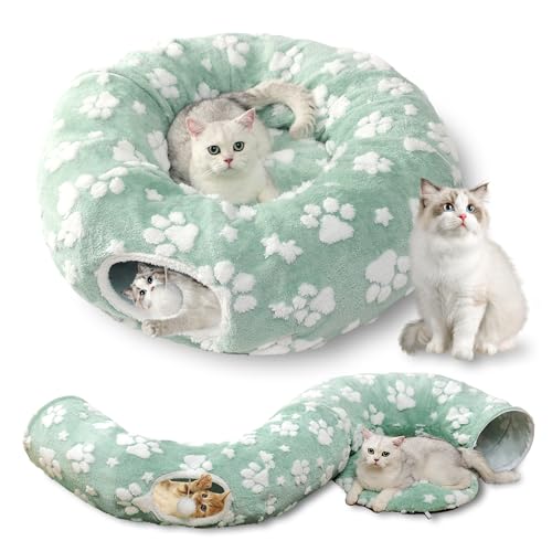 Image of Cute Round Cat Tunnel for Indoor Cats, Green