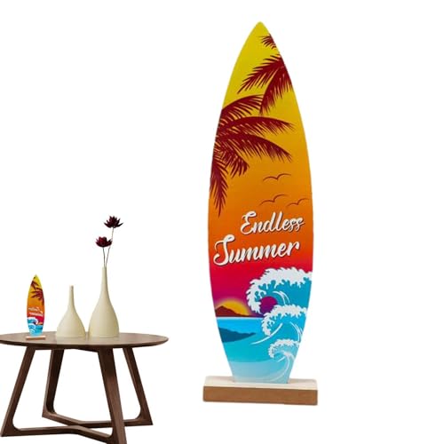 Panneau de planche de surf de plage – Planche de décoration côtière en bois d'été, centre de table tropical, excellent ornement détaillé | Décoration...