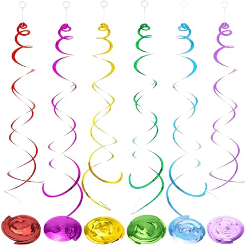 Decorações pendentes em espiral para carnaval, grinalda multicor suspensa em folha para festa de aniversário - 18 peças -