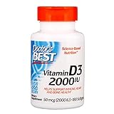 Doctor's Best Vitamin D3 2 000 IU Healthy Bones Teeth Heart Immune Support NonGMO GlutenFree Soy Free , 180 Count