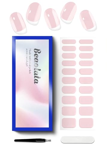 Beaolata Semi Cured Gel Nail Strips - UV Light Gel Nail Stickers - 20 Long Lasting Salon Quality Wraps (Sweet Pink Enigmatic)