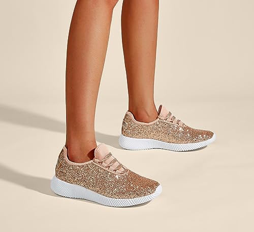 Image of K KIP WOK Fashion Glitter Sneakers for Womens Silp On Running Shoes Lightweigt Tennis Walking Sneakers