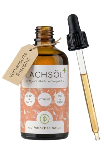 Lachsöl Plus mit Algenöl für Hunde & Katzen 100ml Hoher EPA & DHA Gehalt Omega 3 & 6 Mix für Gelenke & Immunsystem Premium Fischöl & Algenöl