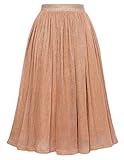 GRACE KARIN Womens Stretchy A Line Pleated Long Maxi Chiffon Skirt Glitter-Brown L