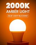 Bonlux Amber Light Bulbs 2000K, A19 9W E26 LED Orange Soft Sleep Warm Light Bulb Blue Light Blocking (60 Watt Equivalent) for Bedroom,Healthy Sleep, Baby Nursery Light, Night Light Bulb, 4 Pack