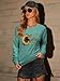 Dresswel Sweatshirts for Women Cute Floral Printed Tops Crewneck Long Sleeve Loose Shirt Fall Fashion Outfits 2025, Lake Green L