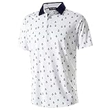 Mens Golf Shirts Dry Fit Short Sleeve Print Moisture Wicking Casual Polo Shirt
