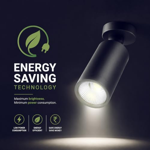Image of Goldmedal Bibo 7W LED Surface Spotlight | Focus Light |Warm White (3000K)| Adjustable Base | with 36Beam Angle | for Kitchen,Living Room & Malls | Up to 70 Lumens Per Watt | Body Colour:Black