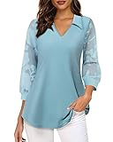 Einzigartiges Design: Tunika mit 3/4-Ärmeln, Laternenärmel – Diese Damen-Tunika mit 3/4-Ärmeln ist eine sehr bequeme und atmungsaktive Strick-Arbeitskleidung. Elegante lässige Damen-Oberteile unterstreichen Laternenärmel mit floraler Textur, wodurch Sie schöner und eleganter aussehen. Die Laternenhülsen verändern auch die Armlinie, einzigartig und charmant.