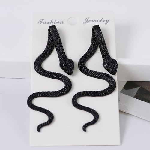 Gothic Black Snake Earrings for Women, Halloween Vintage Black Punk Snake Earring Witch Goth Stud Jewelry Gift 5